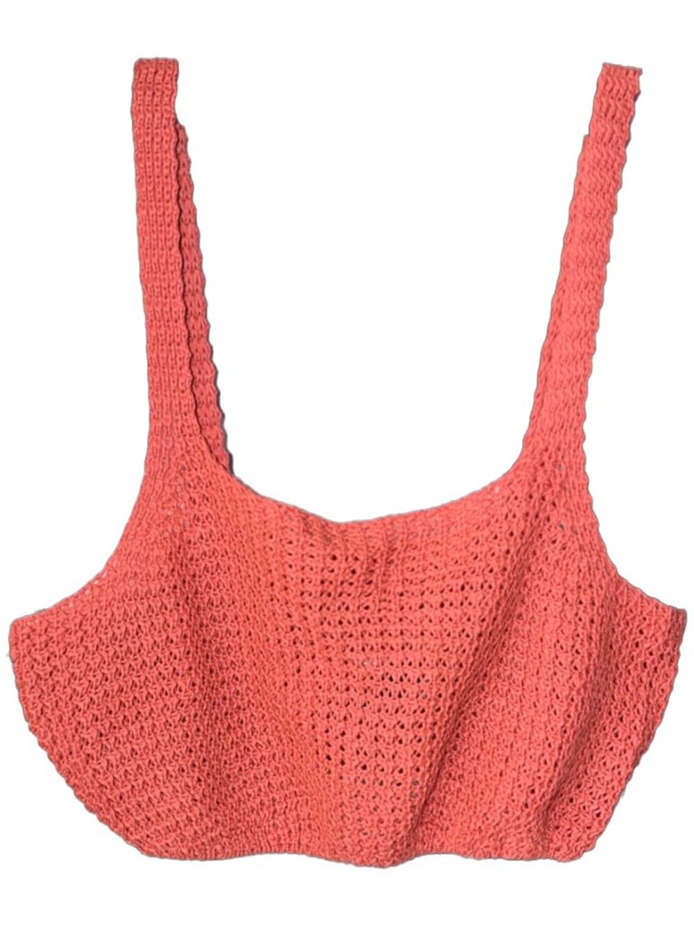 Coral Crochet Knit Set Bralette Crop Top & Midi Skirt Matching 2-Piece S/M